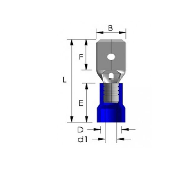 Наконечник Faston (папа) FMT 2488 синий 1,5-2,5 кв.мм - 4,8х0,8 (200шт./уп.) 8018336180 фото