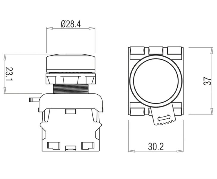 Кнопка без фіксації з підсвічуванням TBLOC синя PSRL-1O 220 (1NO+LED) 8025078224 фото