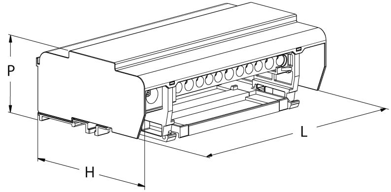 Четырехполюсный распределительный блок TEKNOMEGA RPQ 160-11 MS на 160А, 11 выходов, модульный RPQ1017 фото