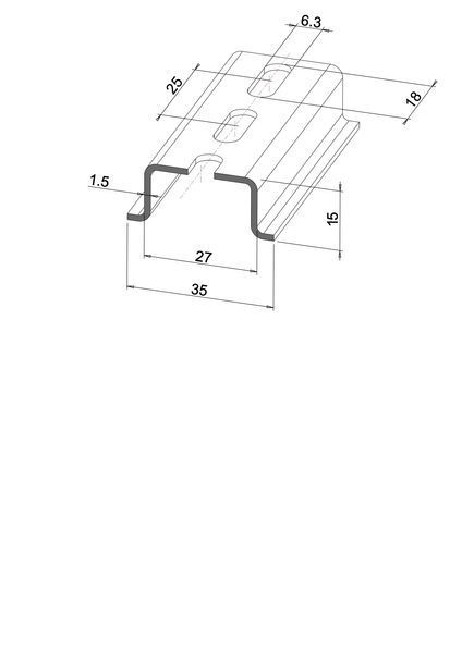 Din-рейка 35x15мм перфорована Teknomega DIN F35H15, 2м DIN1015 фото