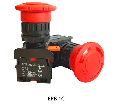 Кнопка аварійного відключення (поворотом) TBLOC червона EPB-1C (1NC) 8025078012 фото