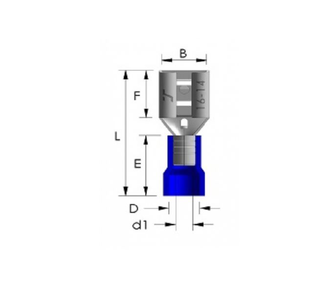 Наконечник Faston (мама) FFT 5638 жовтий 4-6 кв.мм - 6,3х0,8 (100шт./уп.) 8018336140 фото